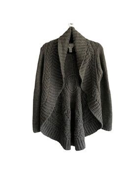 TALBOTS Collection Wool Chunky Knit Cardigan Sweater Gray SP